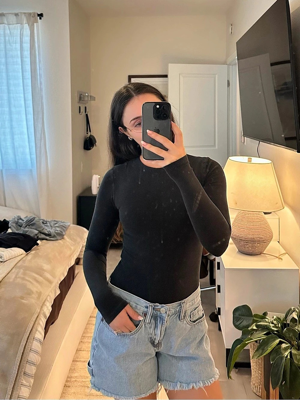 Abercrombie & Fitch Soft A&F Collection Long Sleeve Crew Bodysuit Black XS